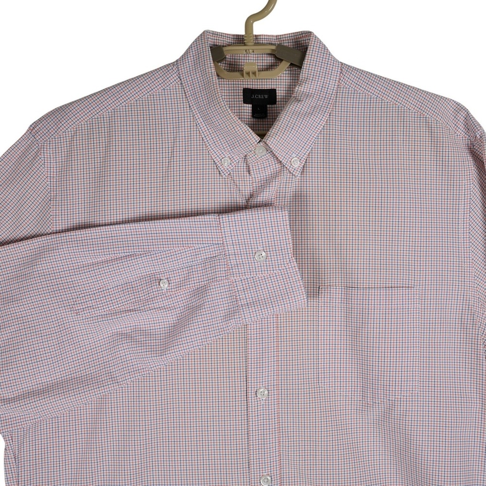 J Crew Button Down Shirt Long Sleeve Gingham Check Red Blue Men's‎ Size L Cotton
